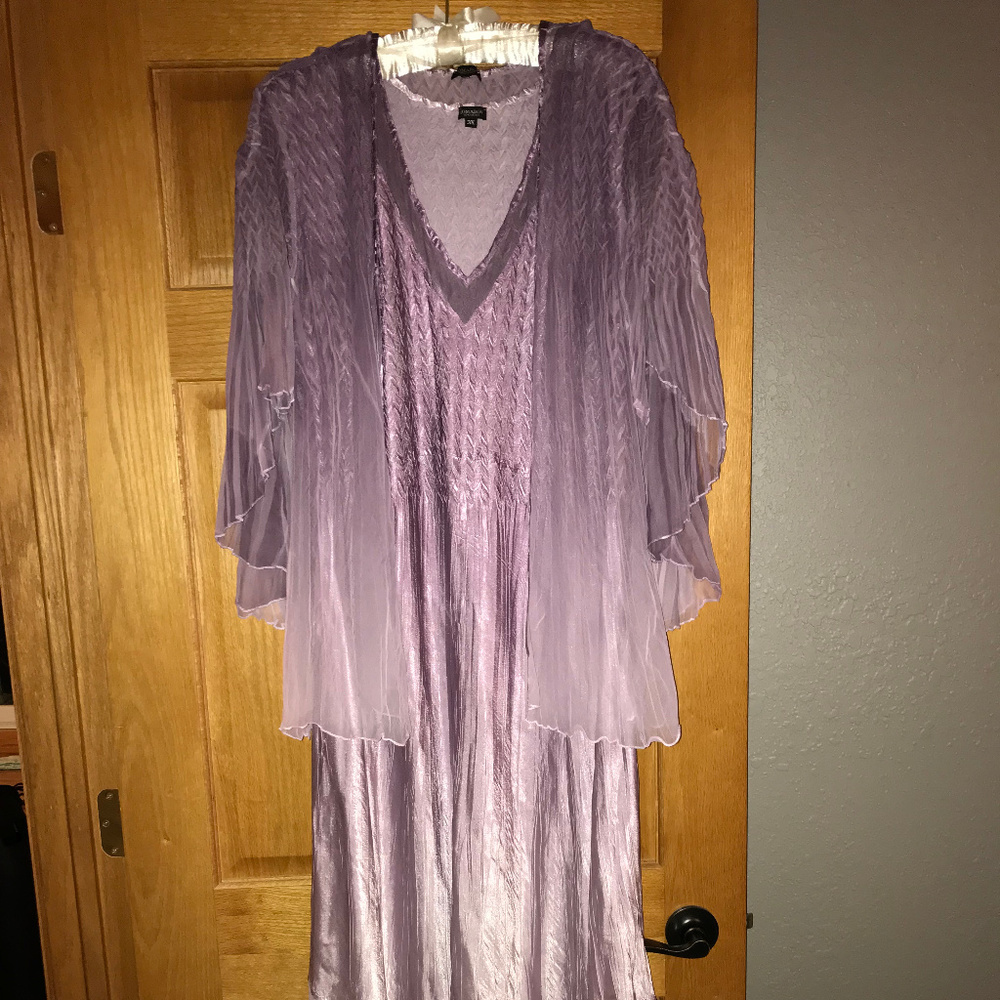 3x Komarov Chiffon and Charmeuse A-Line Dress